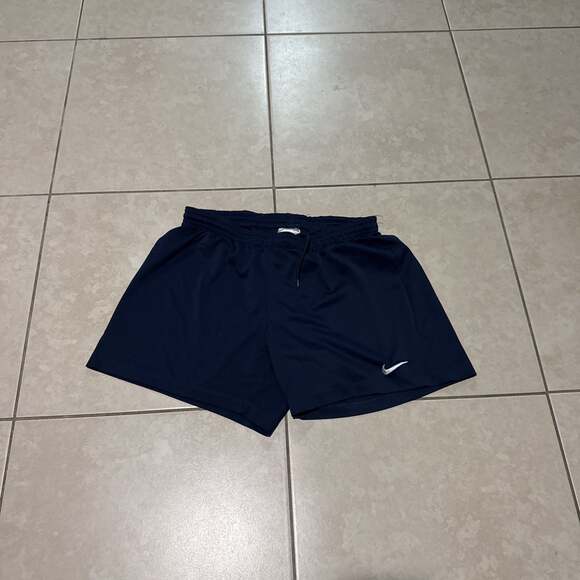Nike Navy Blue Athletic Shorts with White Swoosh - Picture 1 of 5